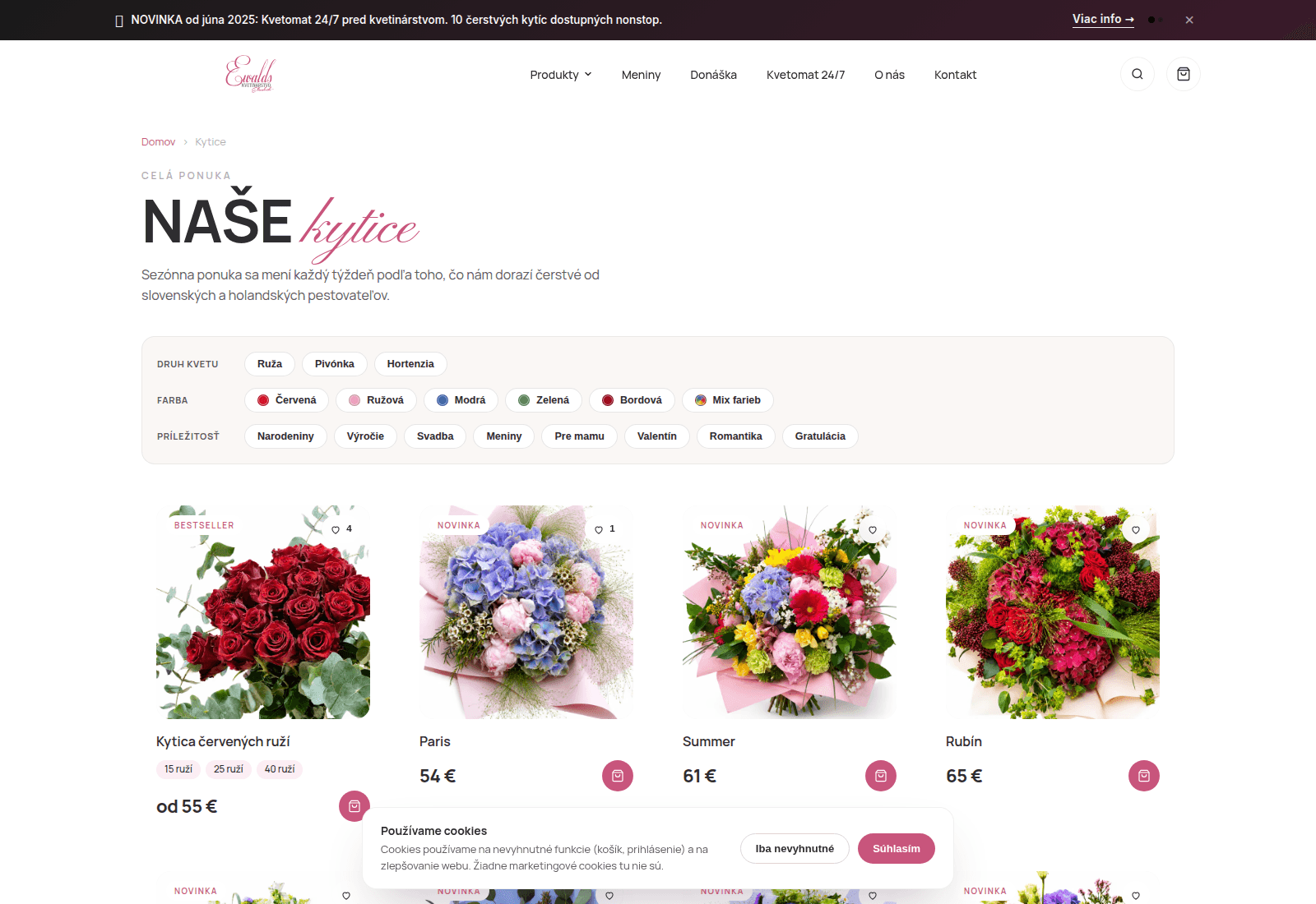 Katalóg kytíc v e-shope Kvetinárstva Elizabeth
